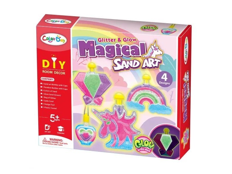 Sötétben világító homok üvegdísz készlet - 4 db