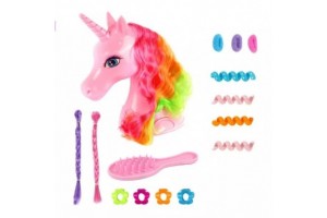 Fésülhető rózsaszín unikornisfej - sörényformázó készlet