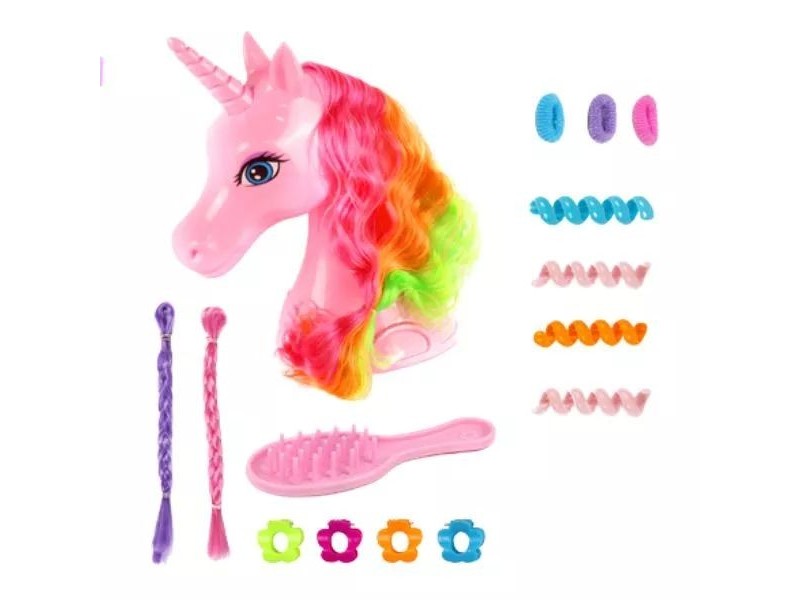 Fésülhető rózsaszín unikornisfej - sörényformázó készlet