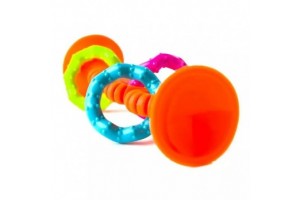 Fat Brain Toys rágócsörgő fogaskerekekkel, narancssárga