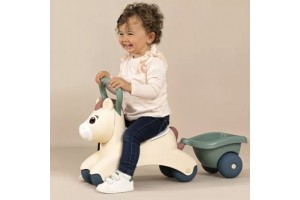 Little Smoby póni bébijárgány rózsaszín-szürke utánfutó