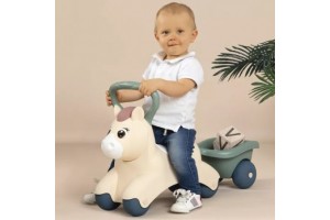 Little Smoby póni bébijárgány rózsaszín-szürke utánfutó