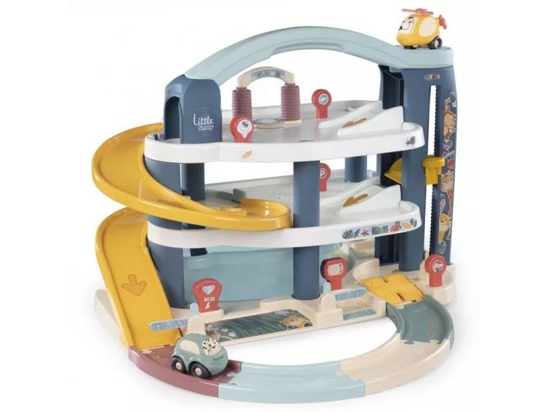 Little Smoby háromszintes liftes garázs 2 kisautóval
