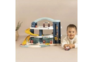 Little Smoby háromszintes liftes garázs 2 kisautóval