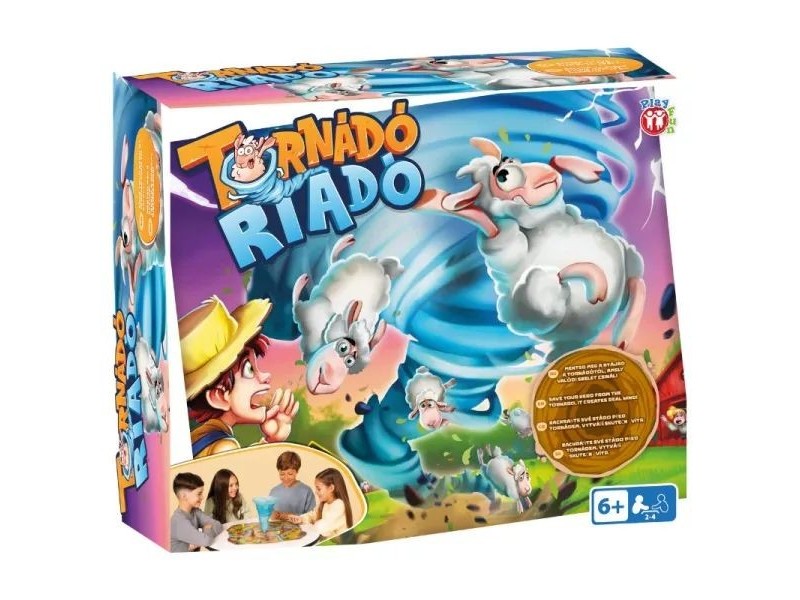 Tornádó riadó társasjáték – doboz és forgószél