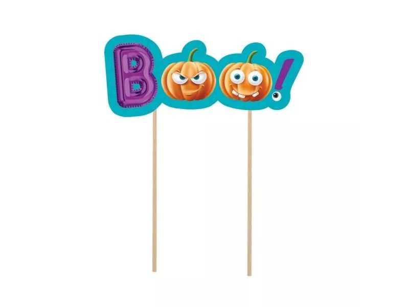Boo! Halloween papírtortadísz sütőtökös mintával