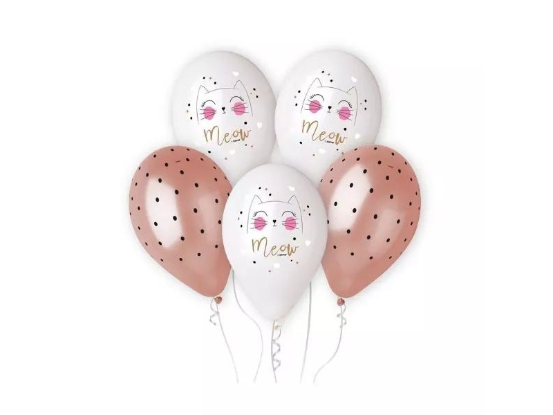 Cica mintás pöttyös prémium lufi - 5 db