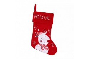 Rénszarvasos karácsonyi zokni, piros/fehér, 45 cm