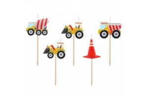 Munkagépes tortagyertya szett (5 db)