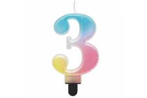 Szivárvány pasztell 3-as számgyertya