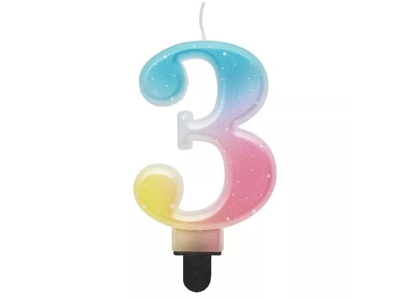Szivárvány pasztell 3-as számgyertya