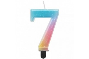 Szivárvány pasztell 7-es számgyertya