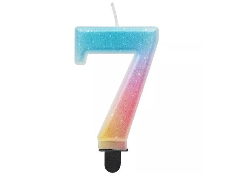 Szivárvány pasztell 7-es számgyertya