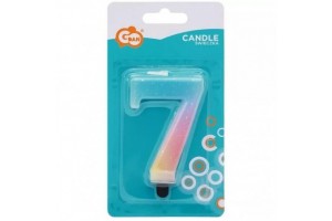 Szivárvány pasztell 7-es számgyertya