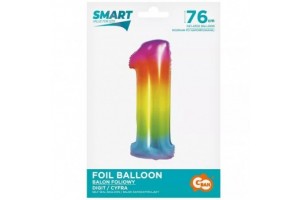 Szivárvány színű fólia lufi - 76 cm