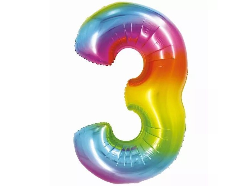 Szivárvány színű fólia lufi 76 cm