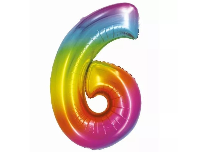 Szivárvány fólia lufi 76 cm - 6 db