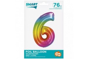Szivárvány fólia lufi 76 cm - 6 db
