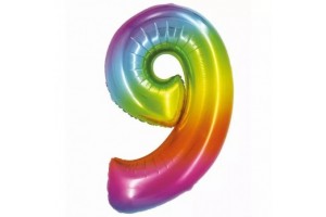 Szivárvány fólia lufi 76 cm - 9 db