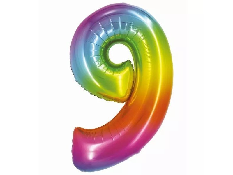 Szivárvány fólia lufi 76 cm - 9 db