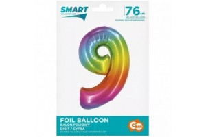 Szivárvány fólia lufi 76 cm - 9 db
