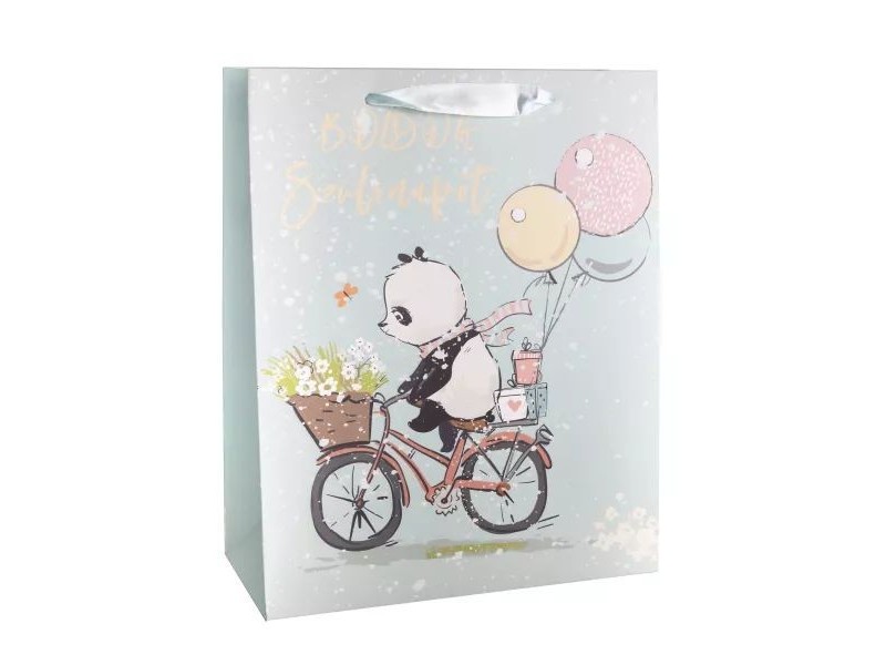 Maci luficsokorral ajándékzacskó 26x32 cm