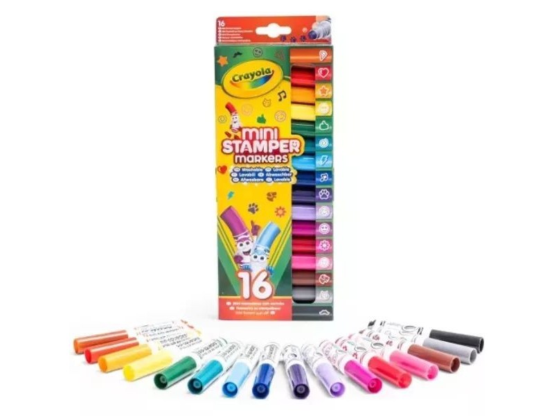 Crayola Mini mintázó filctoll készlet – 16 db, színes nyomdák