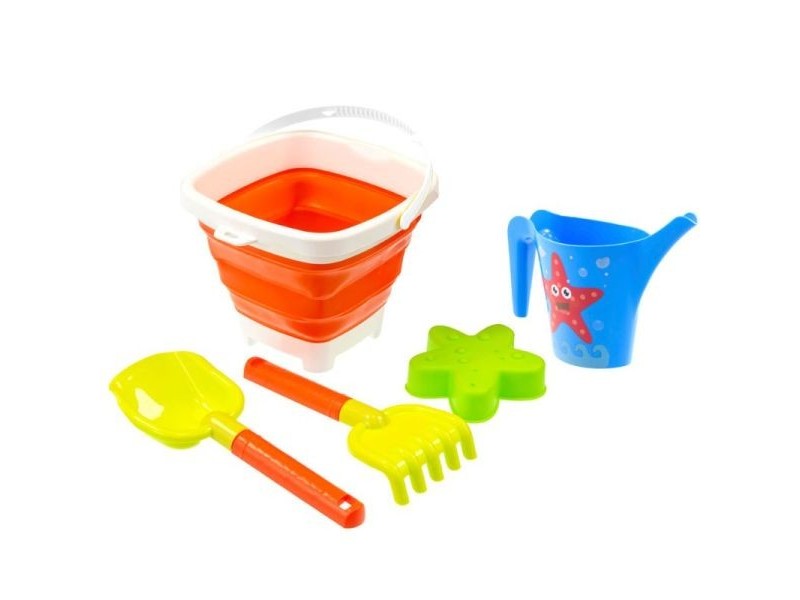 Homokozószett összecsukható vödörrel, tengeri csillag