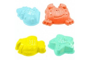 Mochtoys BIO homokozószett - vödör, lapát, gereblye, 4 forma