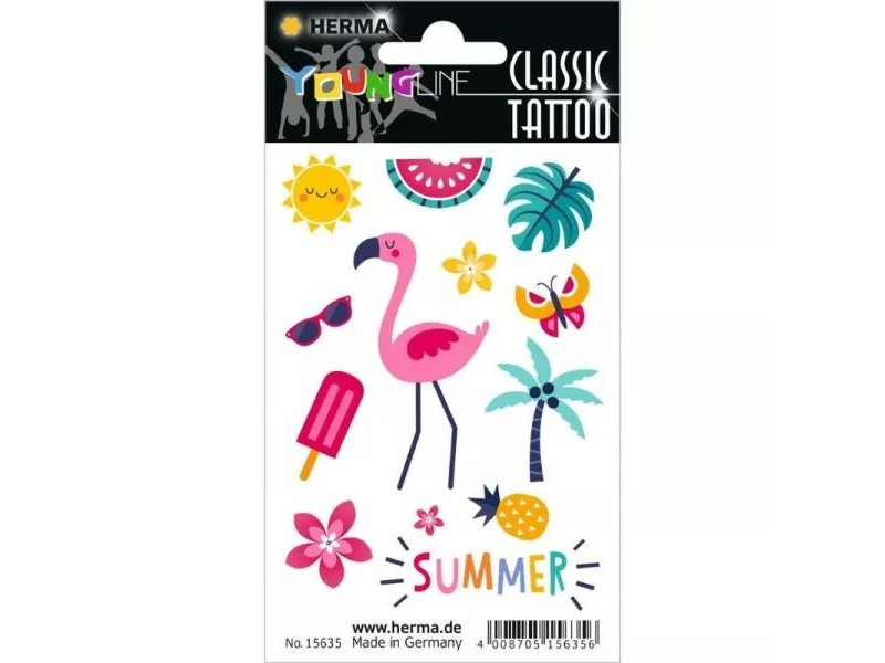 Herma lemosható nyári tetoválások - flamingó, dinnye