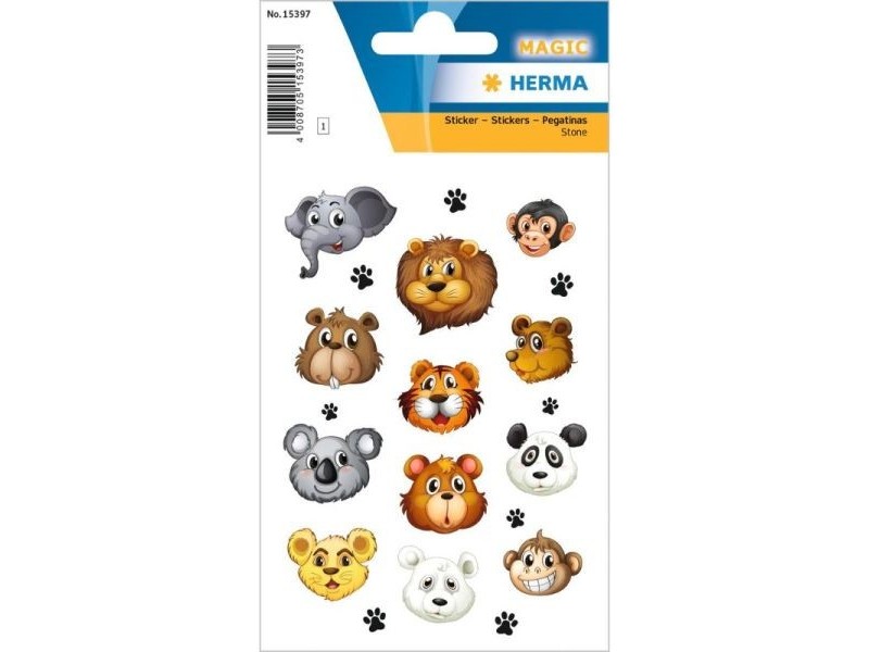 Herma állat portrék matricacsomag — elefánt, oroszlán