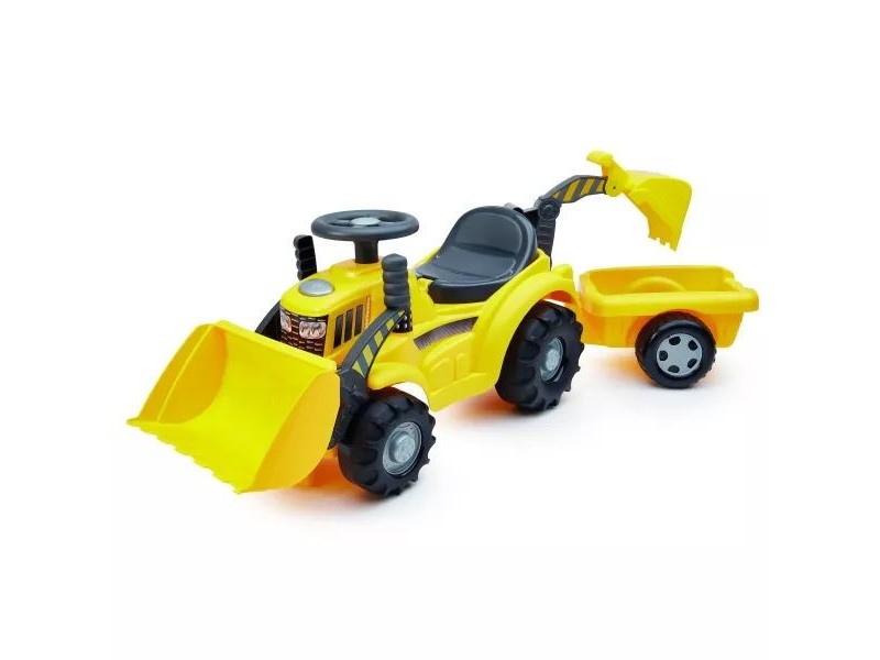 Écoiffier traktor bébitaxi emelőkanállal és utánfutóval