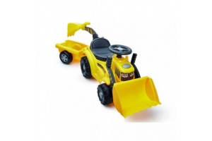 Écoiffier traktor bébitaxi emelőkanállal és utánfutóval