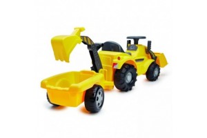 Écoiffier traktor bébitaxi emelőkanállal és utánfutóval