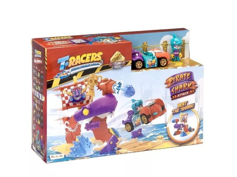 T-Racers: Kalóztámadás cápákkal játékszett - versenyautó