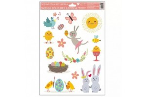 Vidám húsvéti nyuszi ablakmatrica 30×20 cm