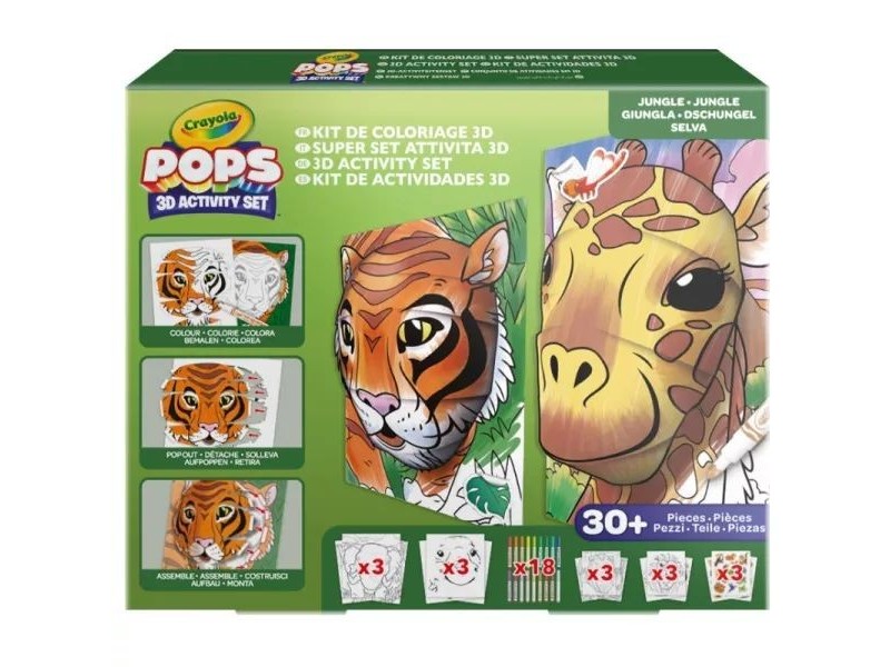 Crayola POPs 3D megakészlet – Dzsungel, 6 kép filctollakkal