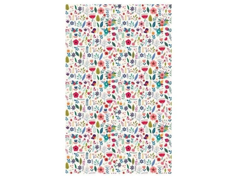 Virág és madárka mintás papírasztal futó, 200 cm