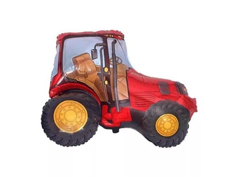 Piros traktor alakú fólia lufi - 35 cm