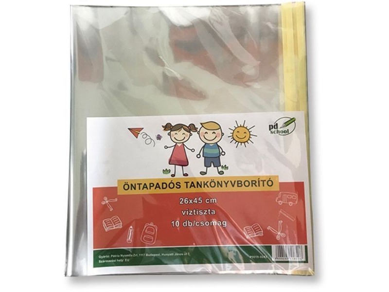 Öntapadós víztiszta tankönyvborító 25x45 cm – 10 db