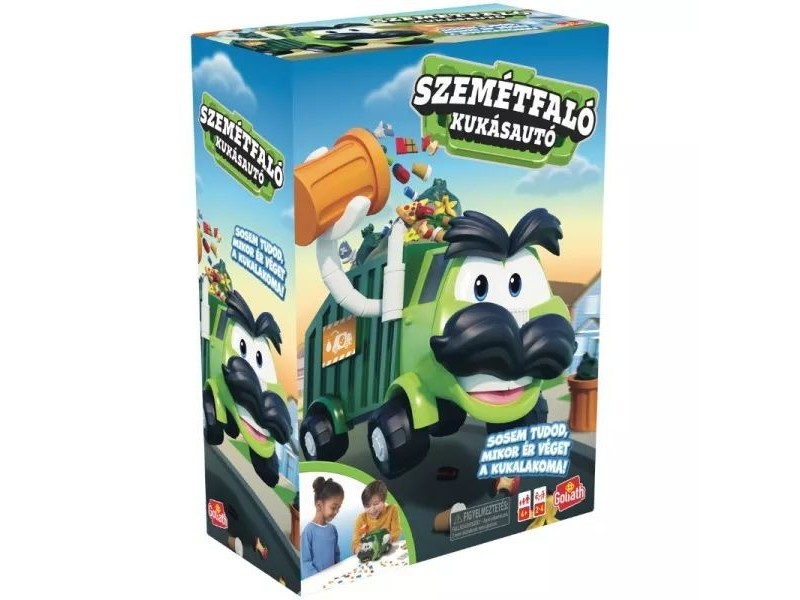 Szemétfaló kukásautó társasjáték - doboz és kártyák