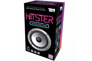 Hitster társasjáték doboz és zenei kártyák (QR-kód)