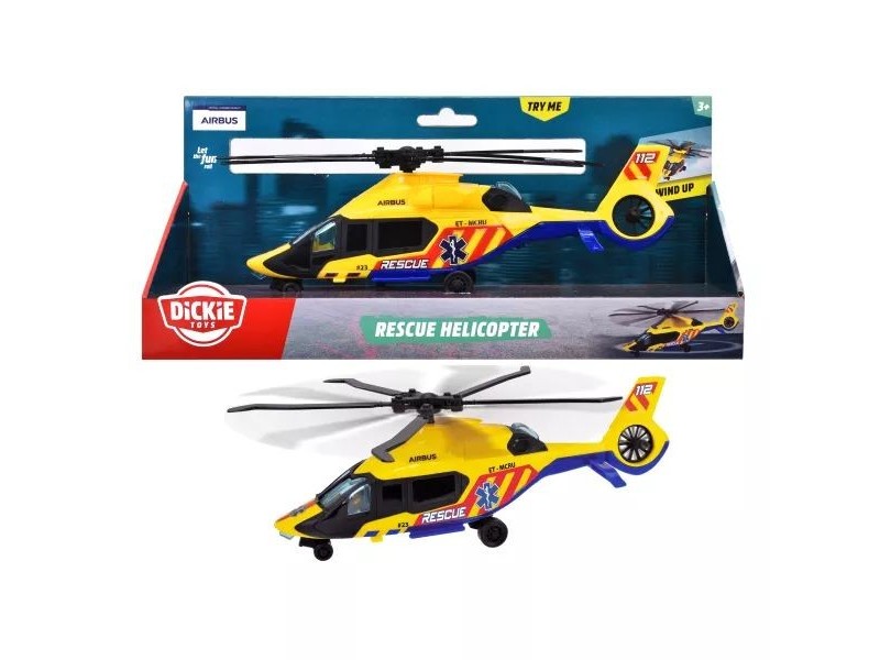 Dickie Airbus H160 mentőhelikopter, 23 cm - sárga-kék