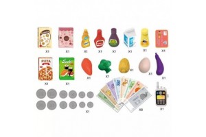 Pénztárgép játékszett 37 db - zöld