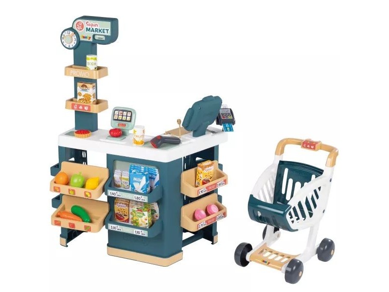 Smoby szupermarket játékszett bevásárlókocsival – 42 db