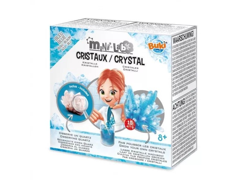 BUKI Mini Lab kristály és nagyító - készlet tartalma