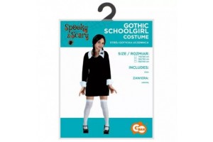 Gót iskoláslány jelmez 130-140 cm, gallér és pók