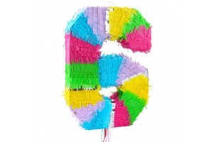 6-os szám pinata, papírmasé 35×7,5×50 cm