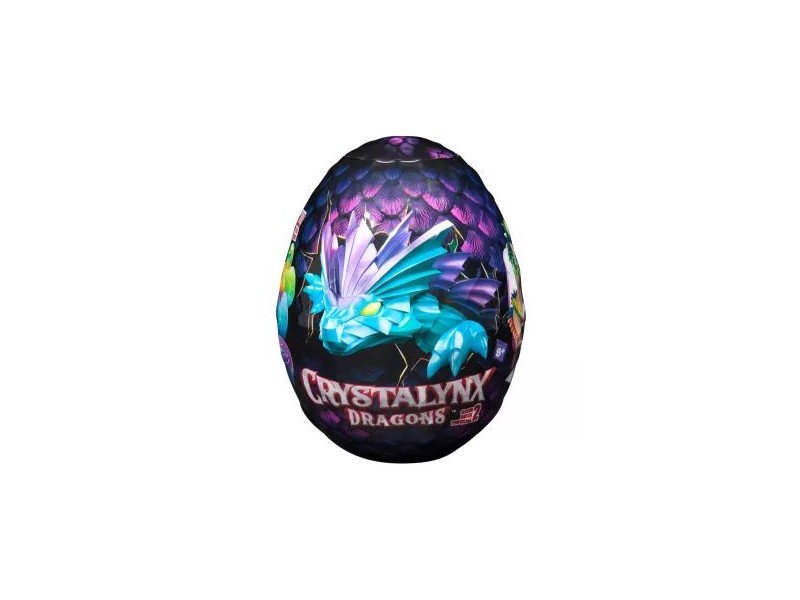 CrystaLynx 32 cm csuklós sárkány a kristálytojásban