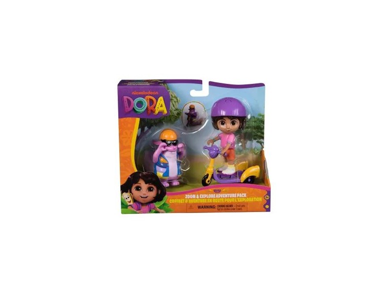 Dóra és Tico figurák a 3 kerekű robogón